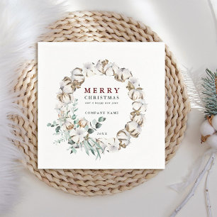 Cotton Flower Wreath Merry Christmas Holiday Napkin