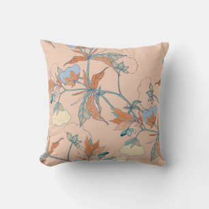 Cotton flowers: graceful peach ornament cushion