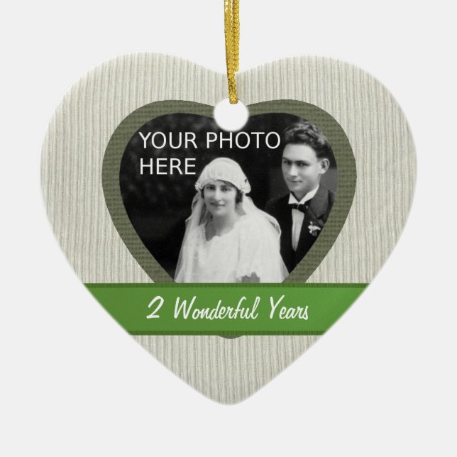 "Cotton" Look 2nd Wedding Anniversary Ornament (Front)