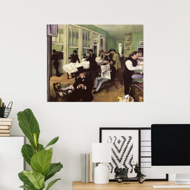 Cotton Market in New Orleans by Edgar Degas Poster (Home Office)