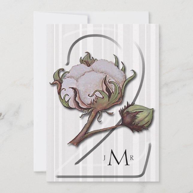 Cotton on Stripe 2nd Wedding Anniversary Invitation (Front)