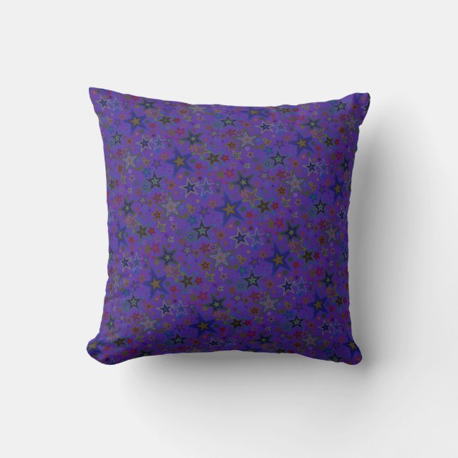 Cotton Pillow Merry Christmas Purple, Stars (Front)
