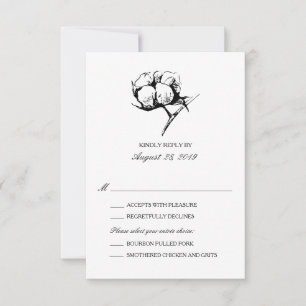 Cotton Plant Etching Wedding RSVP