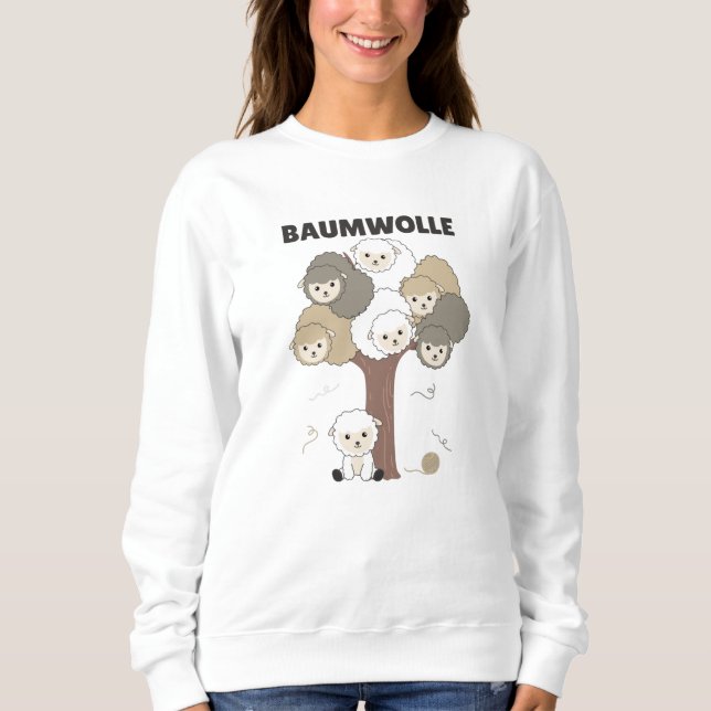 Cotton Sheep Word Game Many Sheep On Tree Sweatshirt (Front)