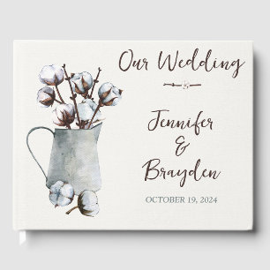 Cotton Stems in Pitcher Wedding Guest Book