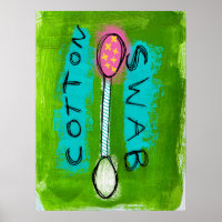 Cotton Swab Poster Wall Art - Funny Bathroom Art