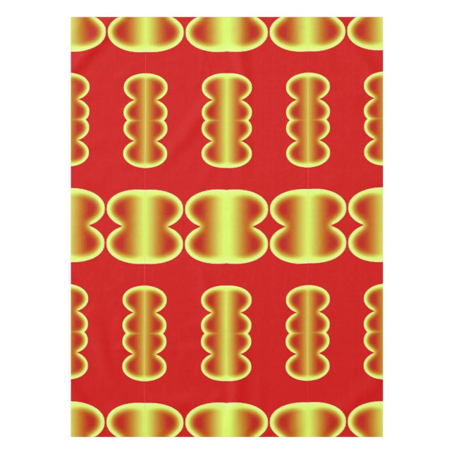 Cotton Table cloth, 52"x70" red yellow pattern  Tablecloth (Front)
