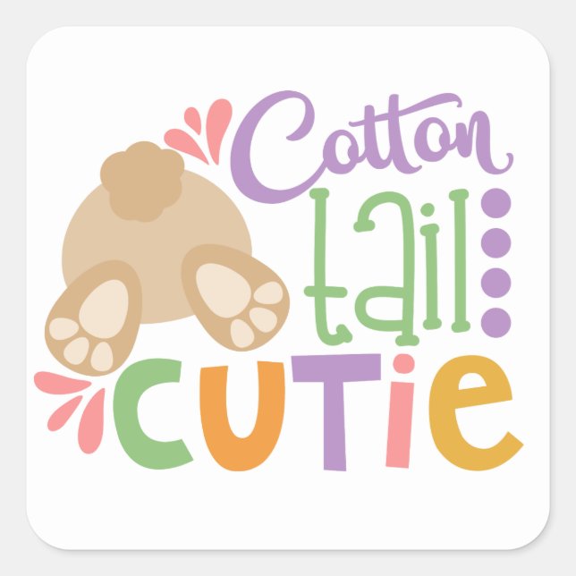Cotton tail cutie fun Easter party sticker (Front)