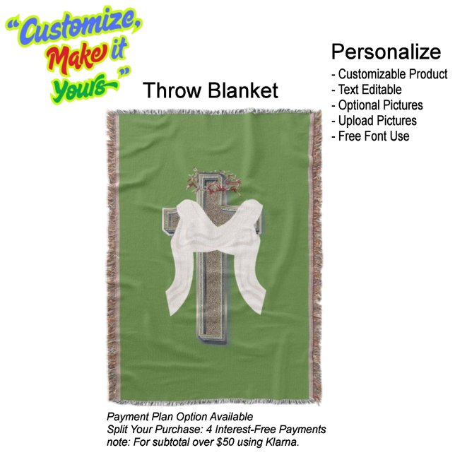 Cotton Throw Blanket Green Background (Cross Bow Throw Blanket Featuring a Green Background.)