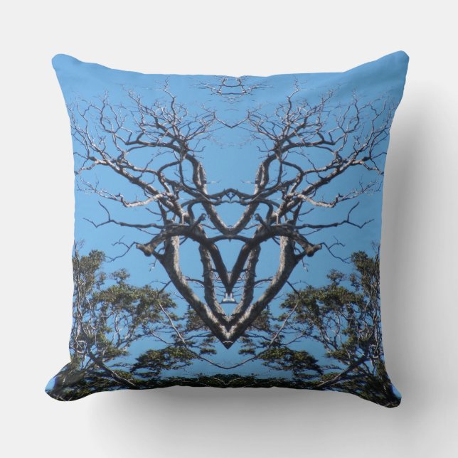 Cotton Throw Pillow Tree Heart Wings (Front)