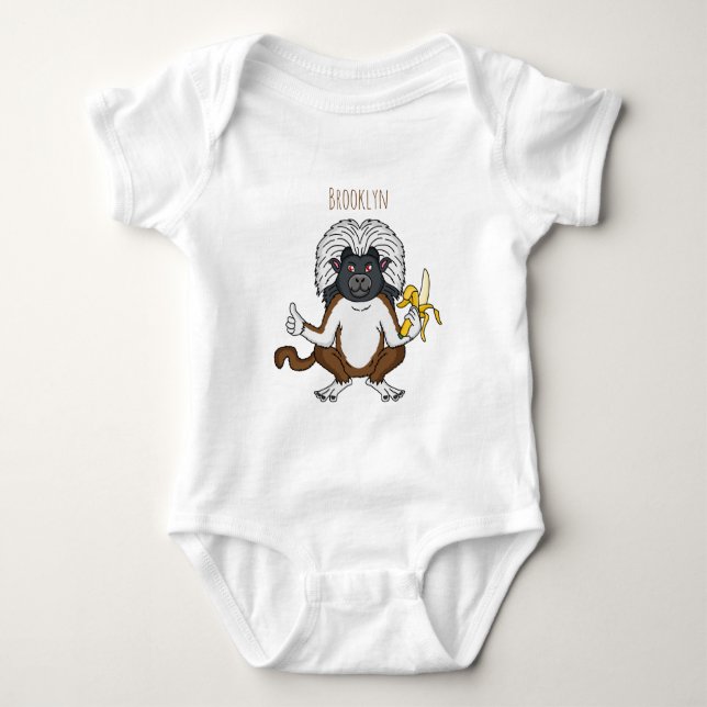 Cotton Top Tamarin monkey cartoon illustration (Front)