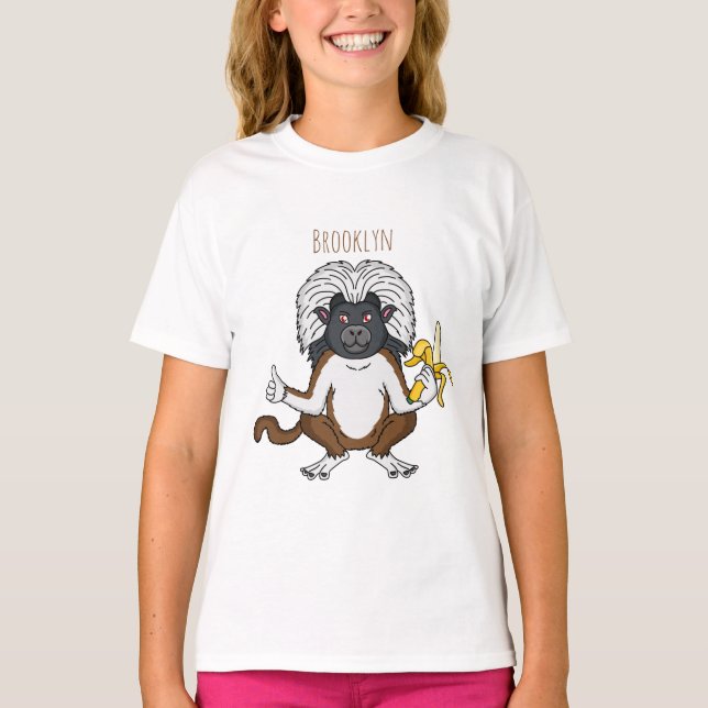 Cotton Top Tamarin monkey cartoon illustration  (Front)
