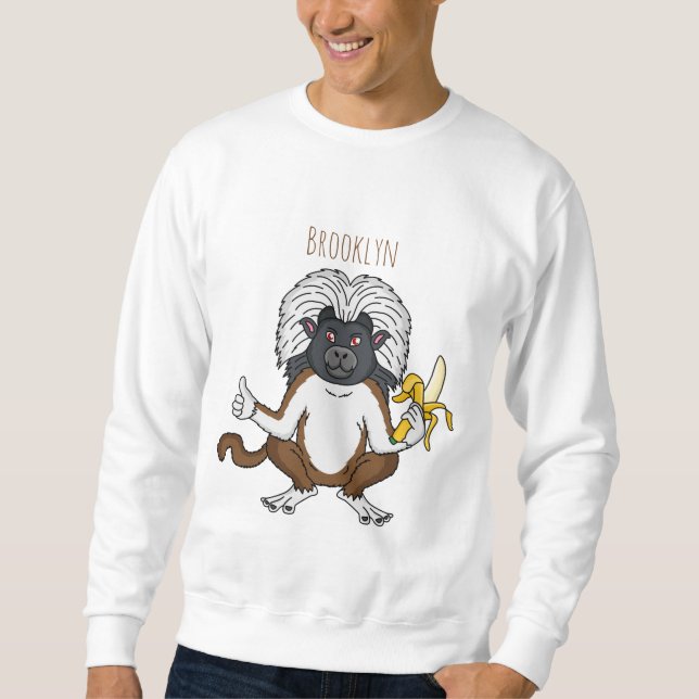 Cotton Top Tamarin monkey cartoon illustration  (Front)