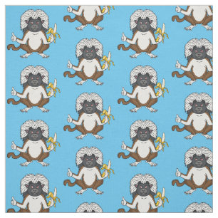 Cotton Top Tamarin monkey cartoon illustration Fabric