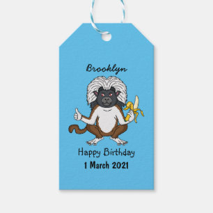 Cotton Top Tamarin monkey cartoon illustration Gift Tags