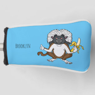 Cotton Top Tamarin monkey cartoon illustration Golf Head Cover