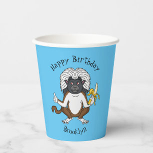 Cotton Top Tamarin monkey cartoon illustration Paper Cups