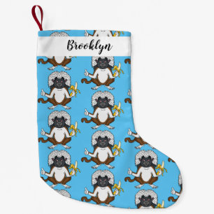 Cotton Top Tamarin monkey cartoon illustration Small Christmas Stocking