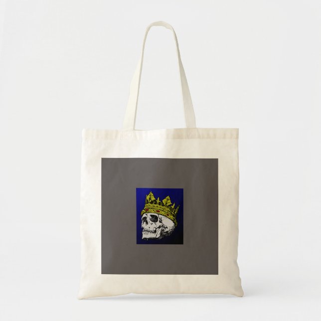 COTTON TOTE BAG WITH KING OF THE DEAD SKULL (Front)