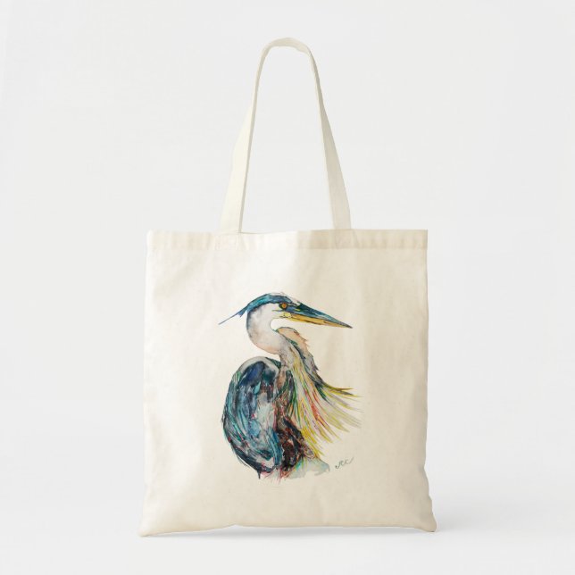 Cotton tote bag with print Great Blue Heron (Front)