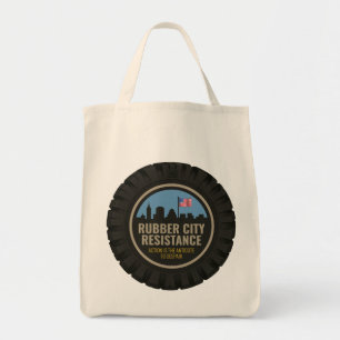 Cotton tote featuring Rubber City Resistance logo  Bag