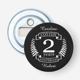 Cotton wedding anniversary 2 years married bottle opener