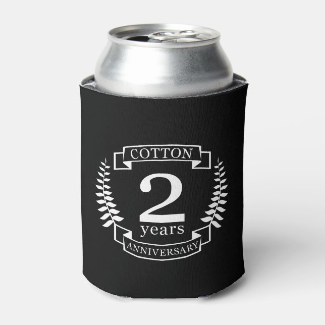 Cotton wedding anniversary 2 years married can cooler (Can Front)
