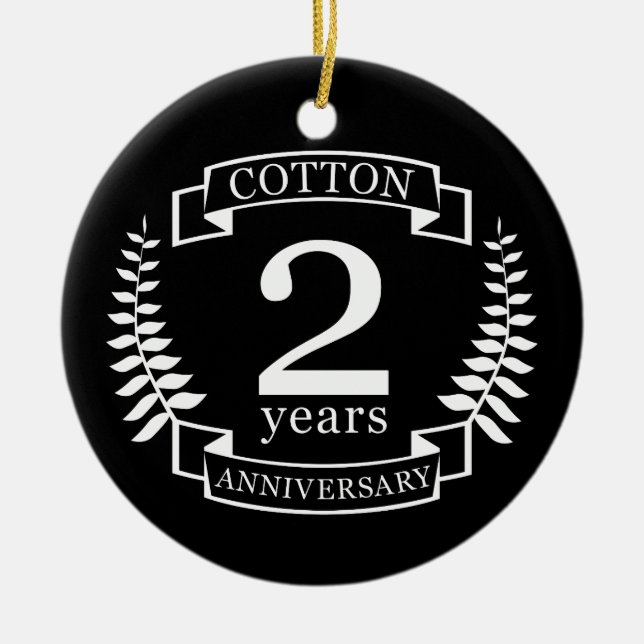 Cotton wedding anniversary 2 years married ceramic tree decoration (Front)