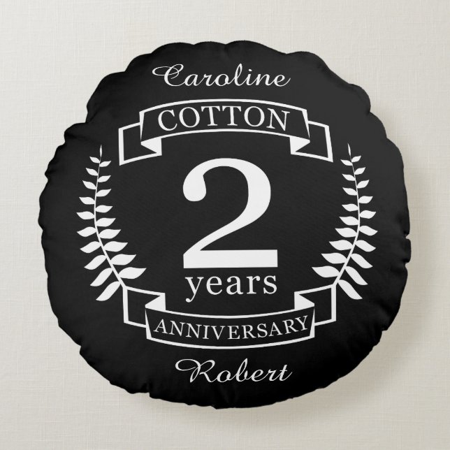 Cotton wedding anniversary 2 years married round cushion (Front)