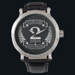 Cotton wedding anniversary 2 years married watch<br><div class="desc">A design to celebrate 2 years of marriage. This design has a white (cotton) coloured laurel design on a black background. Cotton is the traditional gift for this occasion. The text reads cotton 2 years anniversary. A romantic design to celebrate your 2nd year of marriage. If you would like any...</div>