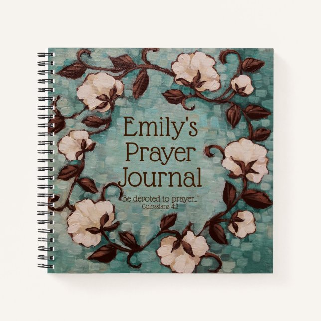 Cotton Wreath Custom Prayer Journal (Front)