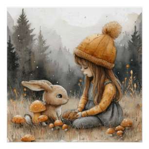 CottonBall Charmer: A Bit of Whimsy Bunny Poster