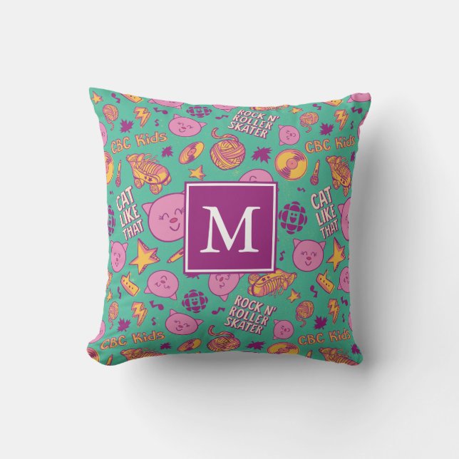 Cottonball Pattern Monogram Cushion (Front)