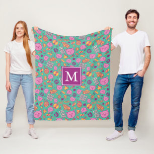 Cottonball Pattern Monogram Fleece Blanket