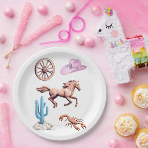 Cottoncandy Western Theme Cowgirl Party Art Paper Plate