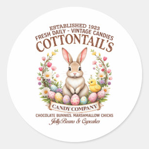 Cottontail’s Candy Co. Vintage Easter Bunny Easter Classic Round Sticker