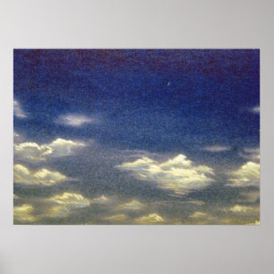Cottony Clouds in Blue Sky Poster