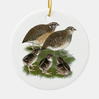 Coturnix Quail Family Ceramic Tree Decoration