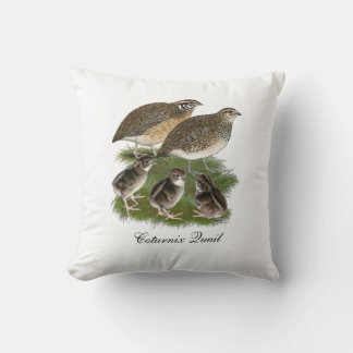 Coturnix Quail Family Cushion