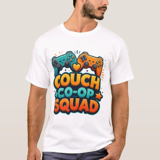 Couch Co-op Squad Gaming Friends T-Shirt Design