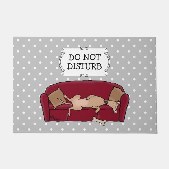 Couch Greyhound (fawn) Dog Lazy Sleeping Funny Doormat (Front)