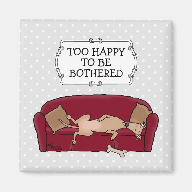 Couch Greyhound (fawn) Dog Lazy Sleeping Funny Magnet (Front)