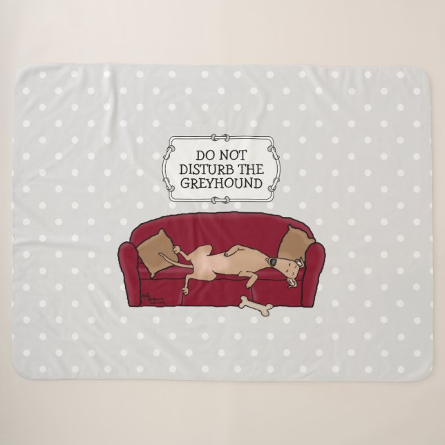 Couch Greyhound (fawn) Dog Lazy Sleeping Funny Sherpa Blanket (Front (Horizontal))