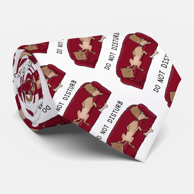 Couch Greyhound (fawn) Dog Lazy Sleeping Funny Tie (Rolled)