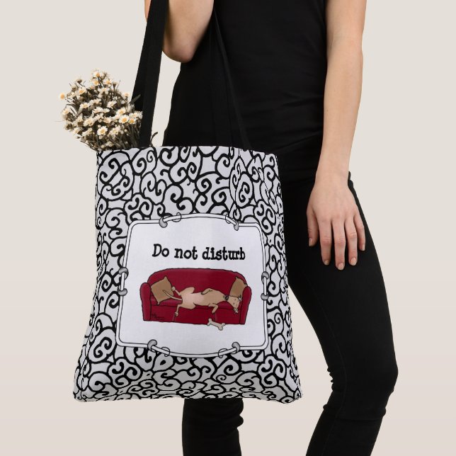 Couch Greyhound (fawn) Dog Lazy Sleeping Funny Tote Bag (Close Up)