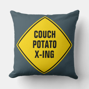 Couch Potato Crossing Sign Cushion