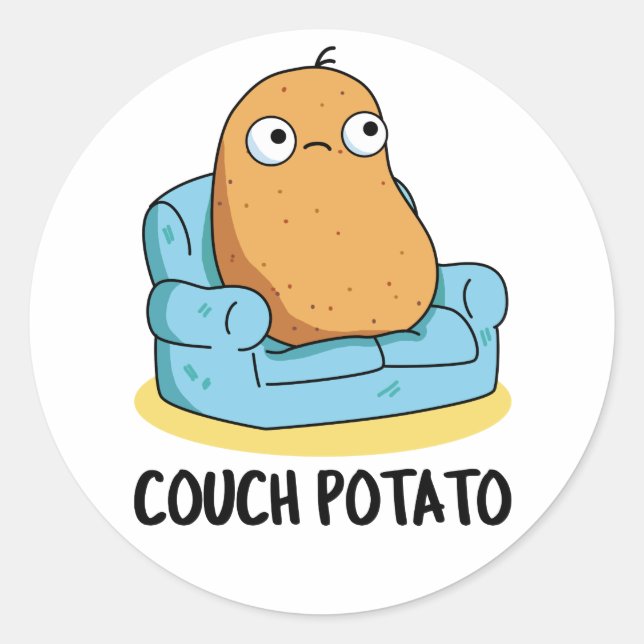 Couch Potato Funny Potato Pun  Classic Round Sticker (Front)