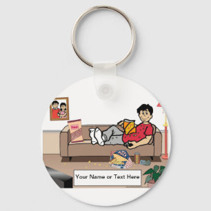 Couch Potato - Male Cartoon by PrintedPerfection Key Ring