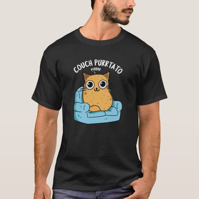 Couch Purrtato Funny Potato Pun Dark BG T-Shirt (Front)