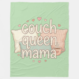 Couch Queen Mama Cute Cosy Mum Aesthetic Design Fleece Blanket